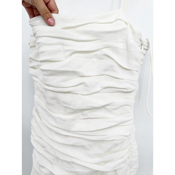 Cinq a Sept Vance White Ruched Sleeveless Mini Dress Size 10 - Picture 5 of 5